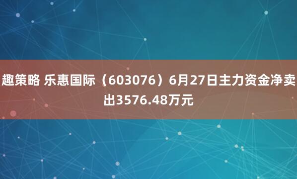 趣策略 乐惠国际（603076）6月27日主力资金净卖出3576.48万元