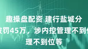 趣操盘配资 建行盐城分行被罚45万,涉内控管理不到位等